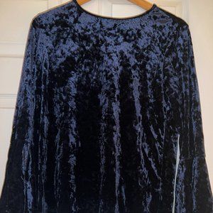 EXPRESS Navy Blue Velvet Bell Bottom Sleeves Blouse